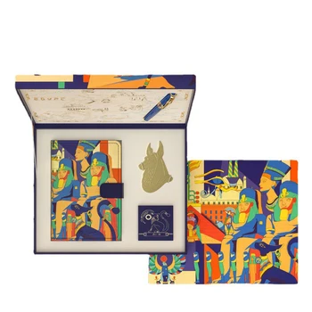 Picasso 5523 Роскошная металлическая авторучка в египетском стиле, тонкий наконечник 0,5 мм, подарочный набор для письма синего и золотого цветов