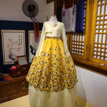 Ханбок, вышивка Бабочкой, Корейский народный костюм Невесты, Свадебная церемония, Тост, Свадебное платье на заказ