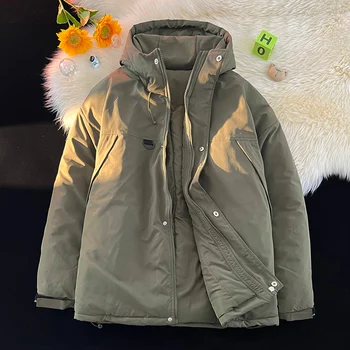 Парки с капюшоном для рыбалки на открытом воздухе, Ветрозащитная и водонепроницаемая пуховая куртка-дождевик, Однотонное зимнее пальто большого размера, теплая пуховая куртка