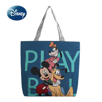 Новая холщовая сумка Disney Mickey's, мультяшная женская сумка, большая вместительная студенческая сумка для занятий, модная трендовая сумка для хранения покупок