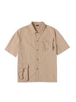 HHERETIC 23SS, японская летняя хлопковая повседневная рубашка с отворотом и коротким рукавом, однотонный карман, повседневная рубашка с короткими рукавами для мужчин, чистая посадка