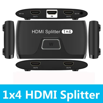 1 x 4 HDMI-совместимых Разветвителя Конвертер 1 В 4 Выхода HD 1,4 Разветвитель Усилитель HDCP 1080P с двойным дисплеем для HDTV DVD PS3 Xbox