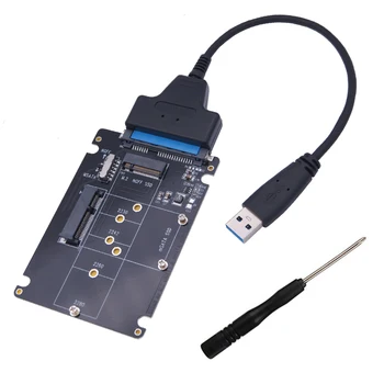 SSD Адаптер M.2 NGFF или MSATA на SATA 3,0 Адаптер USB 3,0 на 2,5 SATA Жесткий диск 2 в 1 Конвертер Считыватель карт Кабель для ПК Ноутбука