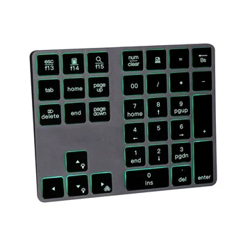 Цифровая клавиатура Bluetooth с Подсветкой RGB Перезаряжаемая Клавиатура с 34 Клавишами Алюминиевая Цифровая Клавиатура для ПК Ноутбука