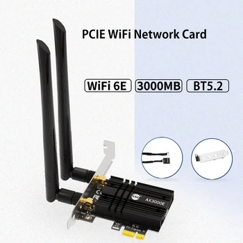 AX3000E Трехдиапазонный 3000 Мбит/с WiFi6 PCIe WiFi адаптер Bluetooth5.2 Беспроводной 2,4 G/5G/6GHz 802.11ac/AX 6G Wi-Fi 6E карта MT7921K для ПК