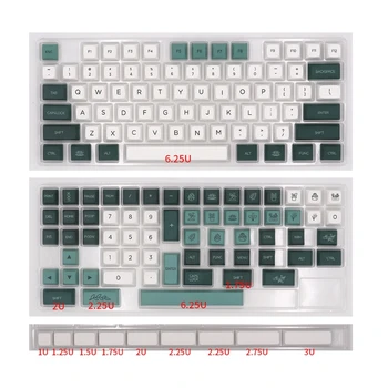 147 Клавиш с подкладкой из PBT, набор колпачков для ключей, профиль Botanical Cherry MX для игровой клавиатуры, Уникальные колпачки с рисунком