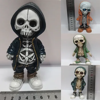 Крутые фигурки скелетов, кукла-скелет на Хэллоуин, украшение из смолы