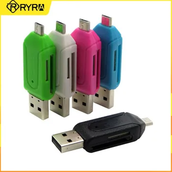 RYRA 2 В 1 USB 2.0 OTG адаптер, совместимый с мобильными телефонами и компьютерами, Универсальный адаптер для чтения карт памяти с разъемом Micro USB TF SD