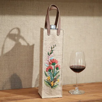 Сумка для красного вина, вышитая вручную, из мешковины, Креативные подарки, Сумка для хранения, сумка-тоут, серия Chinese Style