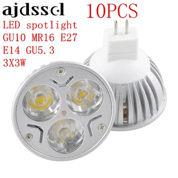 Светодиодный прожектор светодиодные лампы Высокой Мощности E27 GU10 E14 GU53 С Регулируемой яркостью 3X3 Вт Светодиодный светильник MR16 AC & DC 12V с регулируемой яркостью AC110V 220V