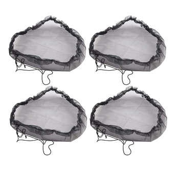 4 шт., черный сетчатый чехол для дождевой бочки -Сетчатый чехол для дождевой бочки с завязками Для предотвращения опавших листьев и мелких предметов